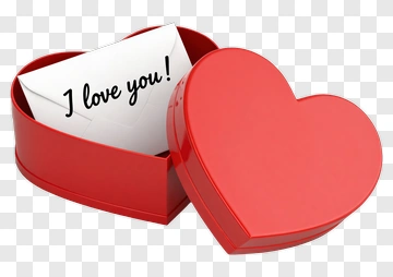 Red Heart-Shaped Box With Love Note PNG