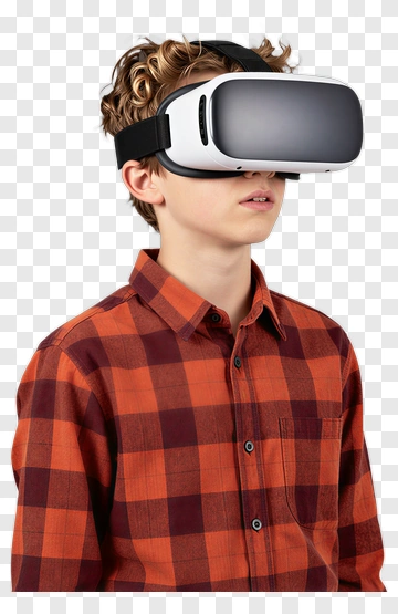 Boy Wearing Virtual Reality Headset PNG