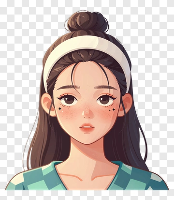 Cartoon Woman With Hairband PNG