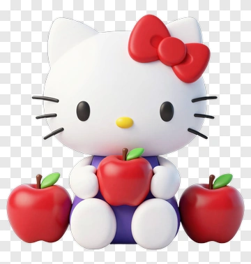 Cartoon Cat Holding Apples PNG