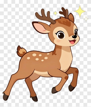 Cartoon Deer Running Cheerfully PNG