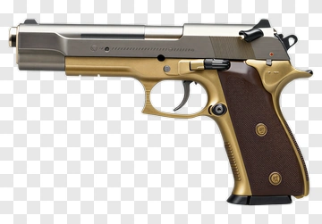 Handgun With Gold Accents PNG