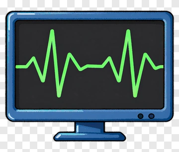 Cartoon Monitor Displaying Heartbeat Graph PNG