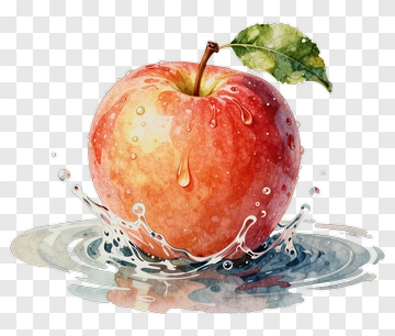 Watercolor Red Apple Splashing In Water PNG