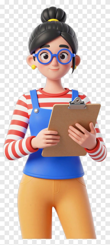3D Woman Holding A Clipboard PNG