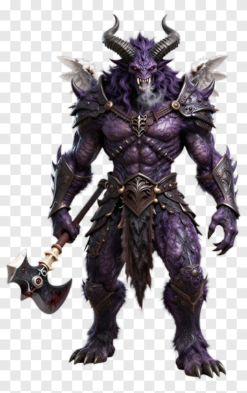 Fantasy Demon Warrior Holding An Axe PNG