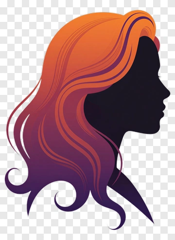 Stylized Silhouette Of A Woman's Profile With Colorful Hair PNG