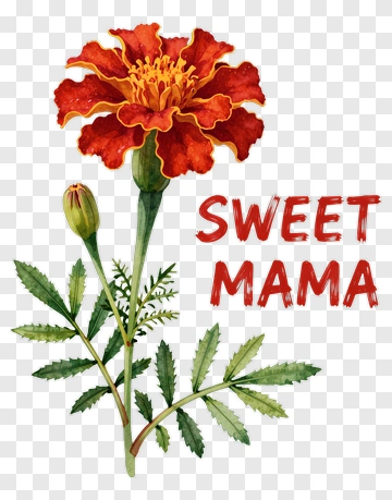 Sweet Mama Flower With Green Leaves PNG