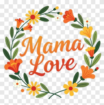 Mama Love Floral Wreath PNG