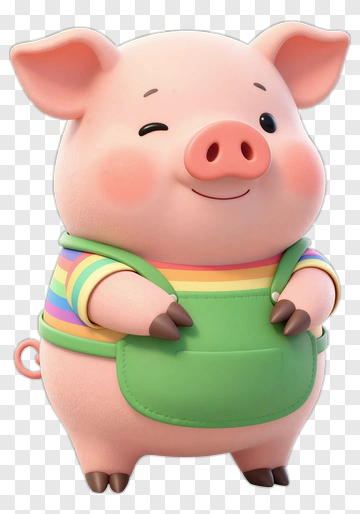 Cartoon Pig Smiling With An Apron PNG