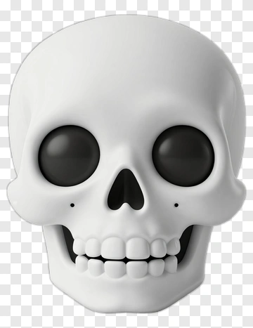 Cartoon Skull With Black Eyes PNG