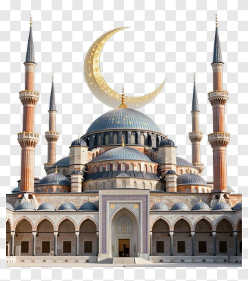 Mosque With Crescent Moon And Minarets PNG