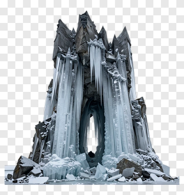 Ice Castle With Icicles And Rocky Base PNG