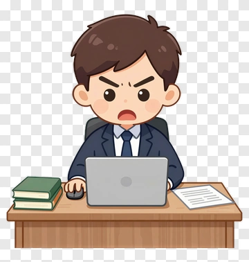 Cartoon Businessman Working At A Desk PNG