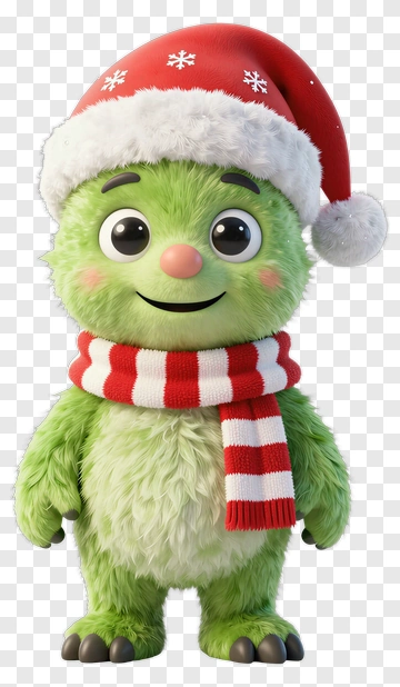 Cartoon Christmas Character Wearing A Santa Hat PNG