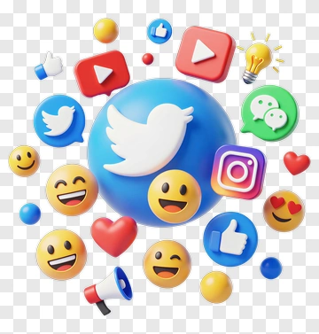 Social Media Icons And Emojis PNG
