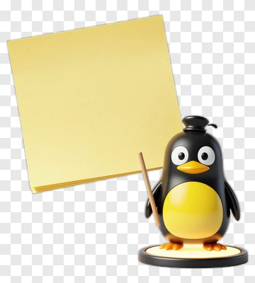 Cartoon Penguin Holding A Pointer Next To A Sticky Note PNG