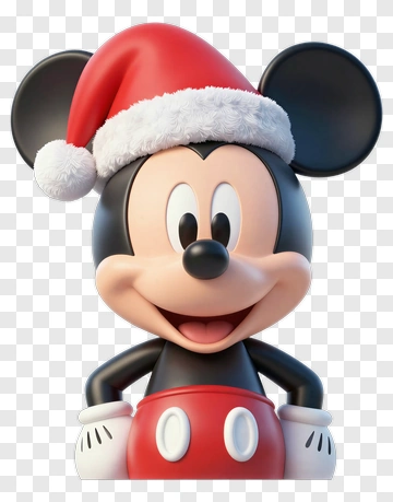 Mickey Mouse Wearing A Santa Hat PNG