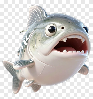 Cartoon Fish With Big Eyes And Open Mouth PNG