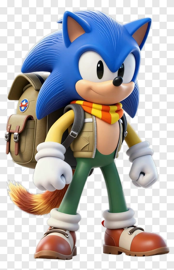 Cartoon Blue Hedgehog Character With Backpack PNG