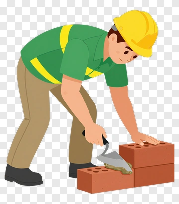 Construction Worker Laying Bricks PNG