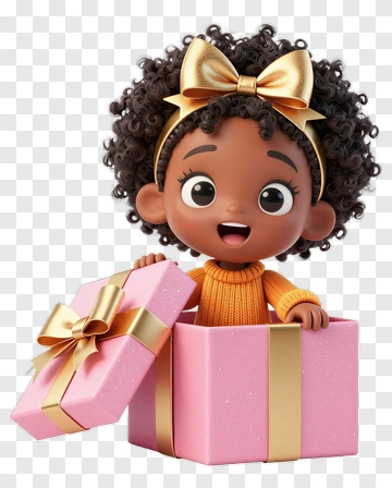 Happy Girl Opening A Gift Box PNG