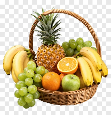 Fruit Basket With Pineapple, Bananas, And Oranges PNG