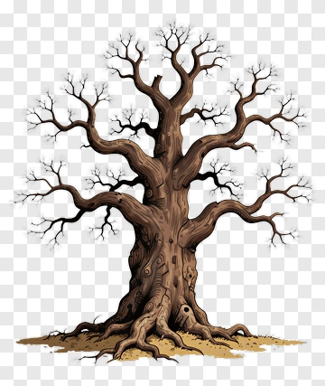 Cartoon Tree With Gnarled Branches PNG