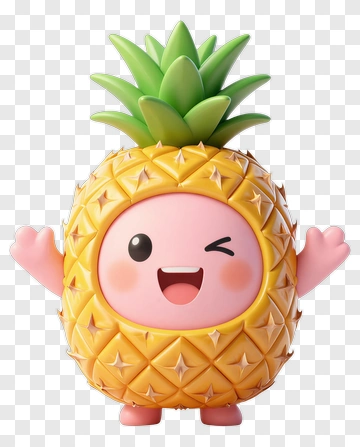Cartoon Pineapple Character Smiling And Winking PNG
