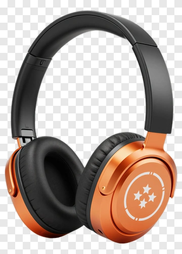 Orange Headphones PNG
