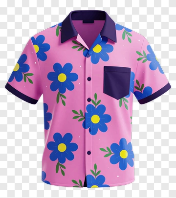 Floral Patterned Short-Sleeve Shirt PNG