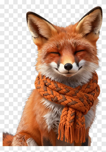 Smiling Fox Wearing An Orange Scarf PNG