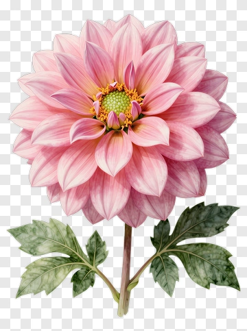 Pink Flower With Green Leaves PNG