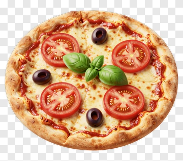 Pizza With Tomatoes And Basil PNG