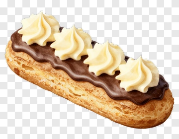 Chocolate Eclair With Cream Topping PNG