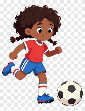 Cartoon Girl Playing Soccer PNG