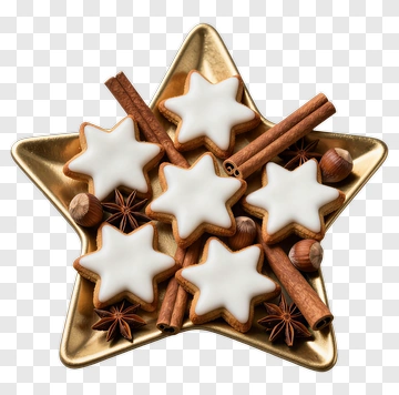 Star-Shaped Cookies With Cinnamon And Star Anise PNG