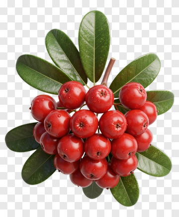 Red Berries With Green Leaves PNG