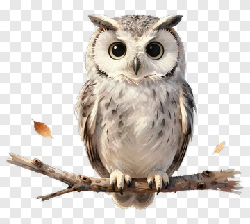 Realistic Owl Perched On A Branch PNG