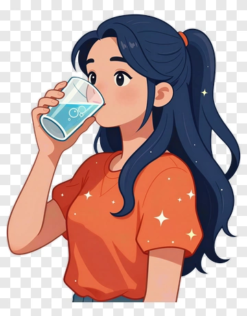 Woman Drinking Water PNG