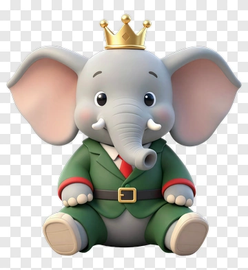 Cartoon Elephant Wearing A Crown PNG