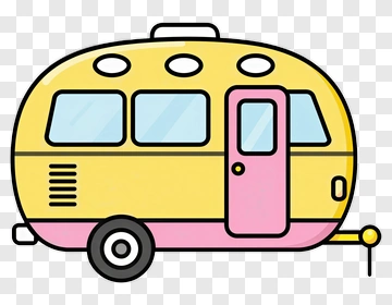 Cartoon Yellow Vintage Trailer PNG