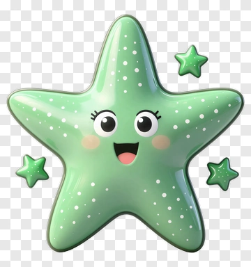Cartoon Green Star Character With Smiling Face PNG