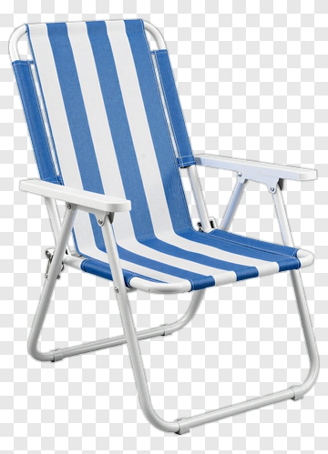 Blue And White Striped Folding Chair PNG