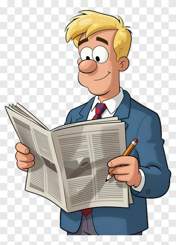 Cartoon Man Reading A Newspaper PNG