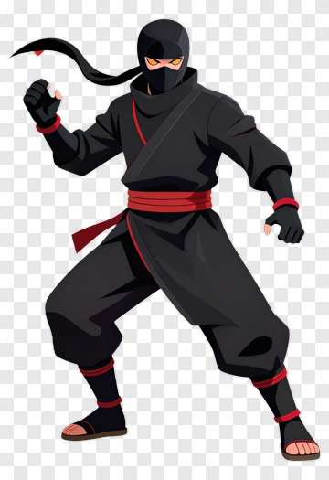 Cartoon Ninja In Action Pose PNG