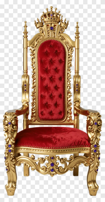 Golden Throne With Red Velvet Upholstery PNG