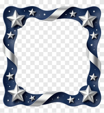 Starry Frame With Silver Ribbon PNG