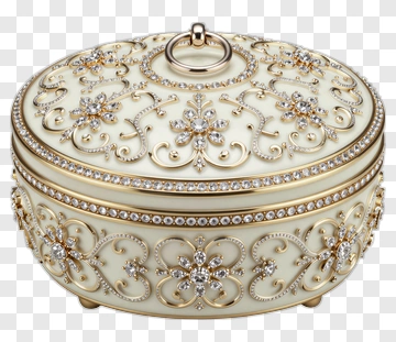 Decorative Jewelry Box With Floral Design PNG