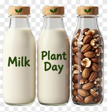 Milk And Plant Day Bottles PNG